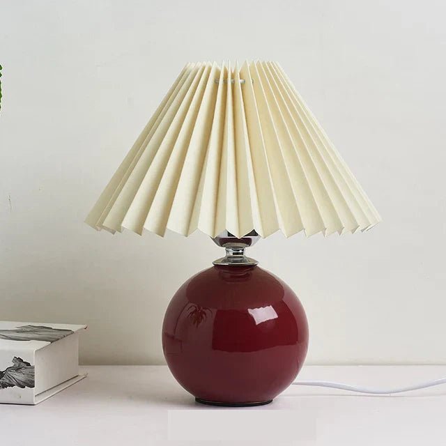 Vintage Table Lamp - Elegant Pleated Shade for Cozy Nightstand Lighting 0