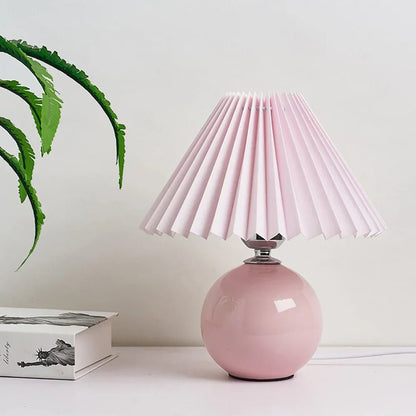Vintage Table Lamp - Elegant Pleated Shade for Cozy Nightstand Lighting 1