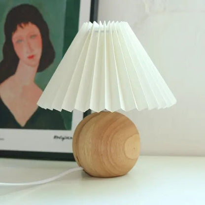 Vintage Table Lamp - Elegant Pleated Shade for Cozy Nightstand Lighting 4
