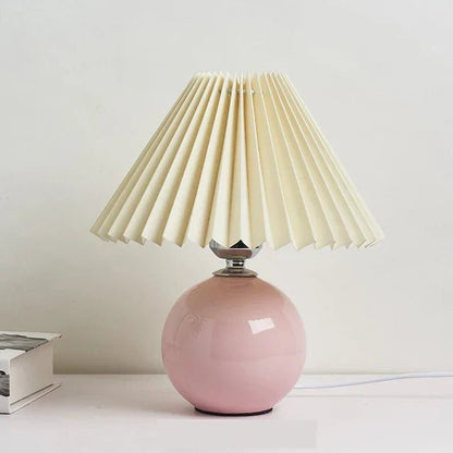 Vintage Table Lamp - Elegant Pleated Shade for Cozy Nightstand Lighting 9
