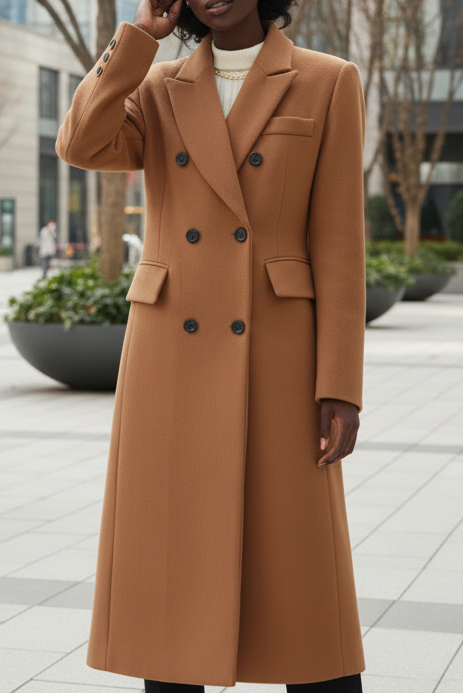 Violet - Women's Classic Wool Coat, Knee-Length Long Overcoat for Winter Elegance 2