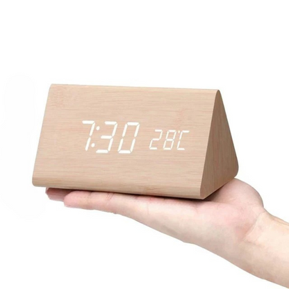 WOODLUME - Minimalistische houten LED-klok met stem- en klapbediening