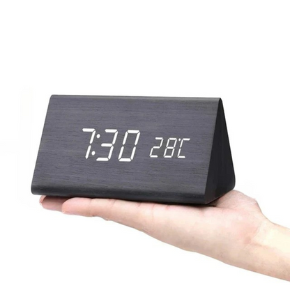 WOODLUME - Minimalistische houten LED-klok met stem- en klapbediening