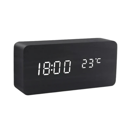 WOODLUME - Minimalistische houten LED-klok met stem- en klapbediening