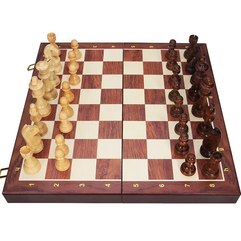 WALNORIS – Premium Wooden Chess Set with Classic Folding Walnut Board