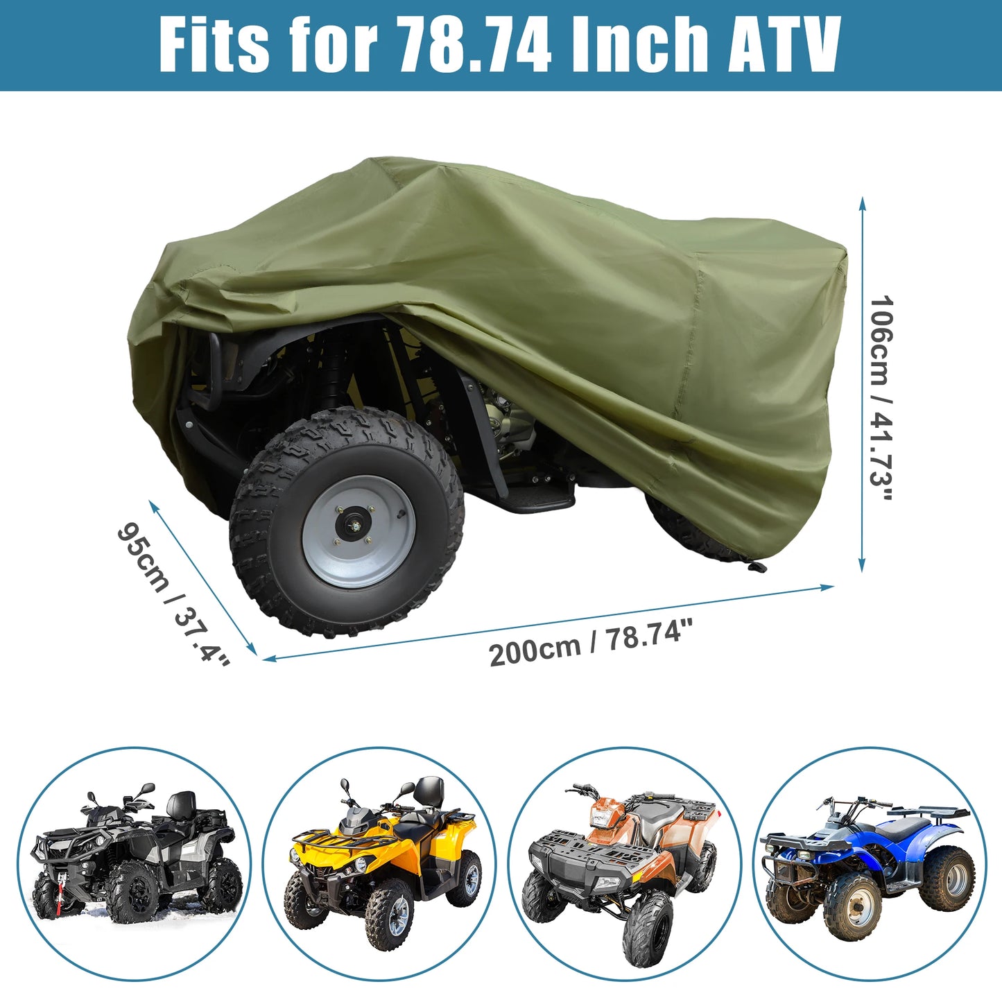 Waterproof ATV Cover - Durable 190T Polyester, Anti-UV Protection, Universal Fit 2