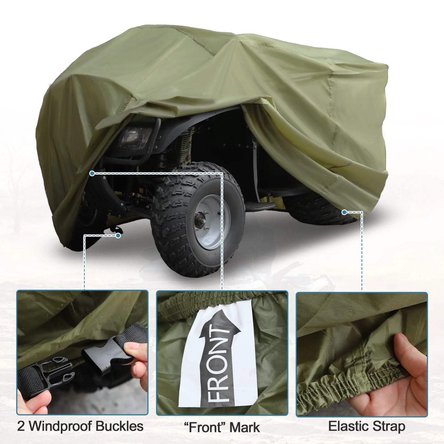 Waterproof ATV Cover - Durable 190T Polyester, Anti-UV Protection, Universal Fit 4