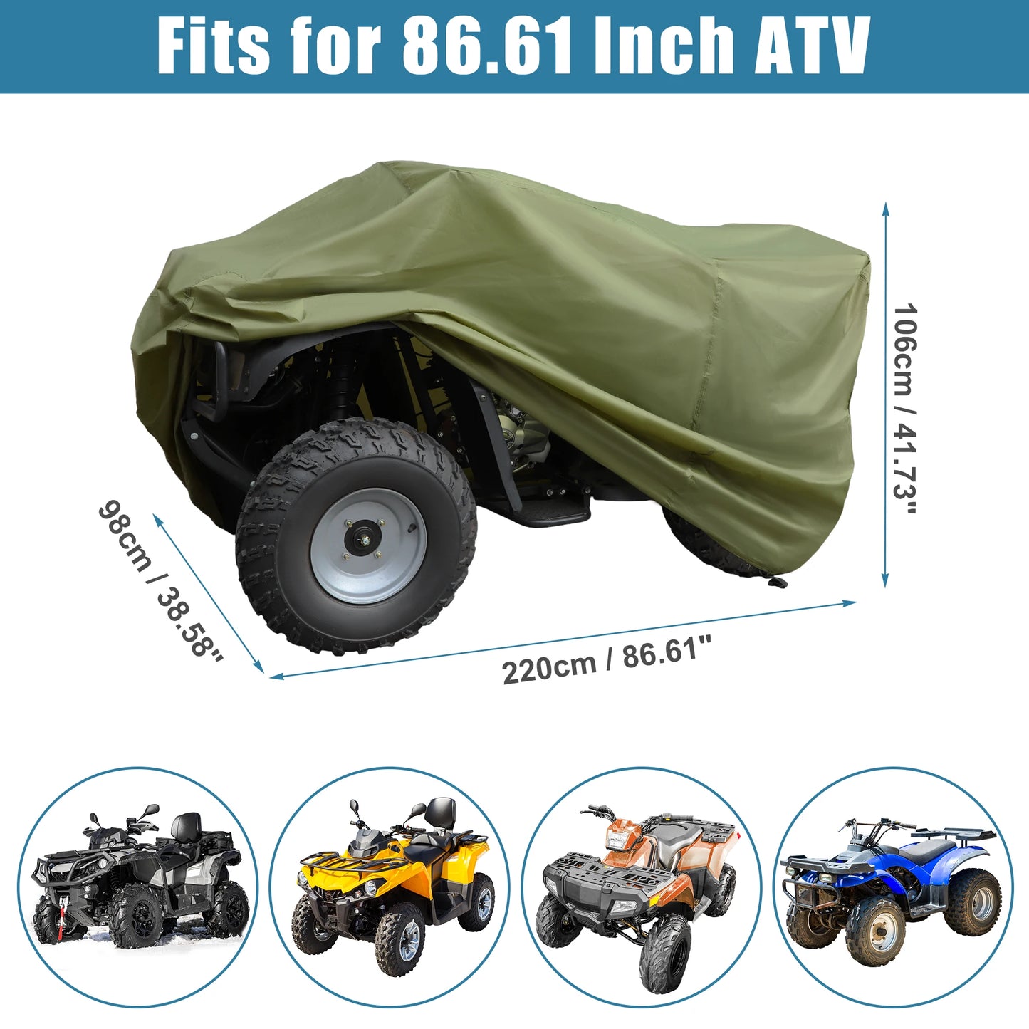 Waterproof ATV Cover - Durable 190T Polyester, Anti-UV Protection, Universal Fit 7