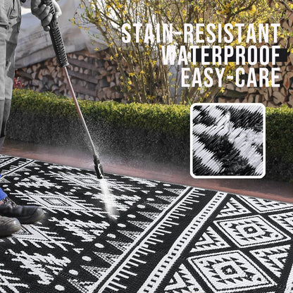 Waterproof Reversible Outdoor Rug - Durable Plastic Straw Mat for Patio & Picnic 1