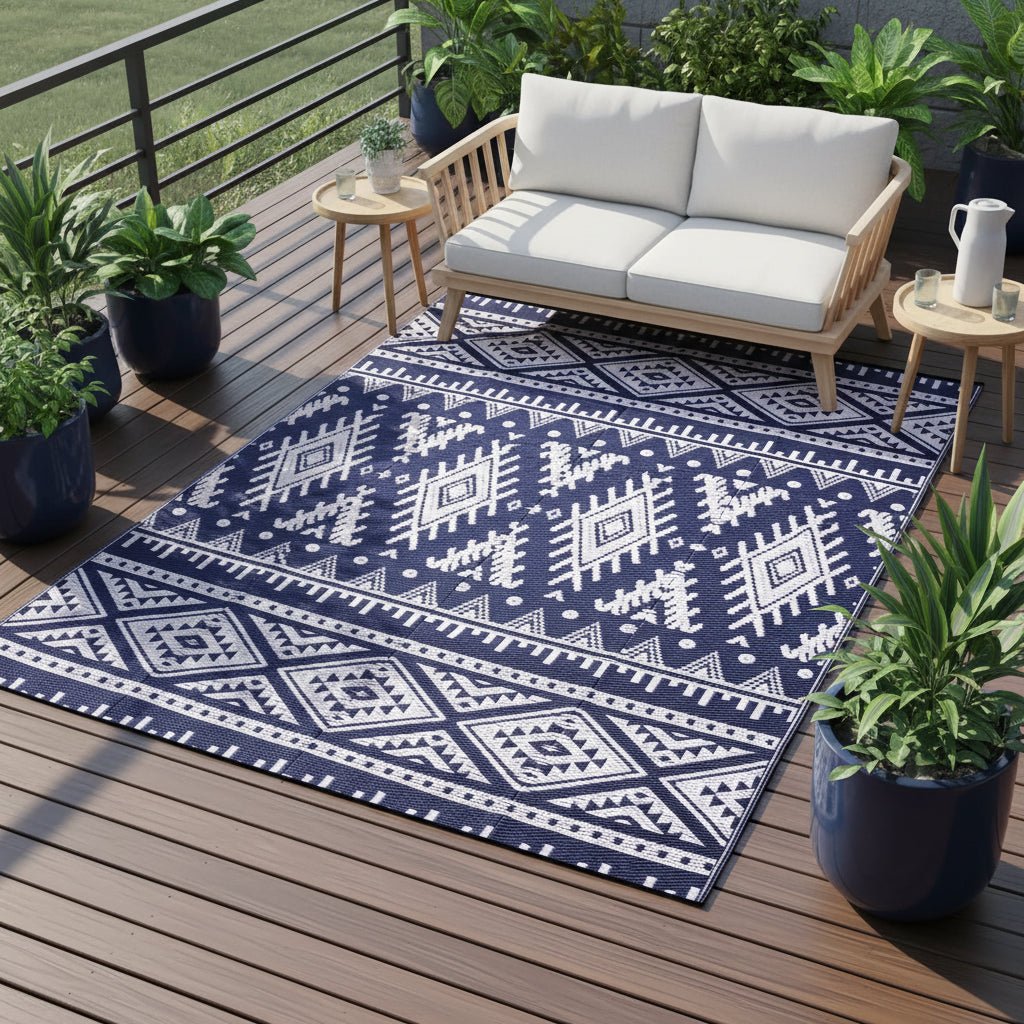 Waterproof Reversible Outdoor Rug - Durable Plastic Straw Mat for Patio & Picnic 6