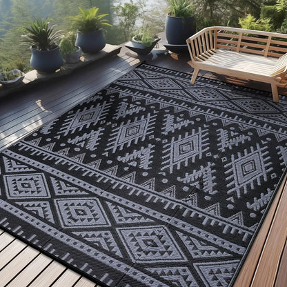 Waterproof Reversible Outdoor Rug - Durable Plastic Straw Mat for Patio & Picnic 8