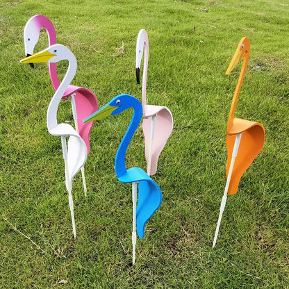 Whimsical Swirl Birds Garden Decoration - Hand-Painted PVC Outdoor Art 2