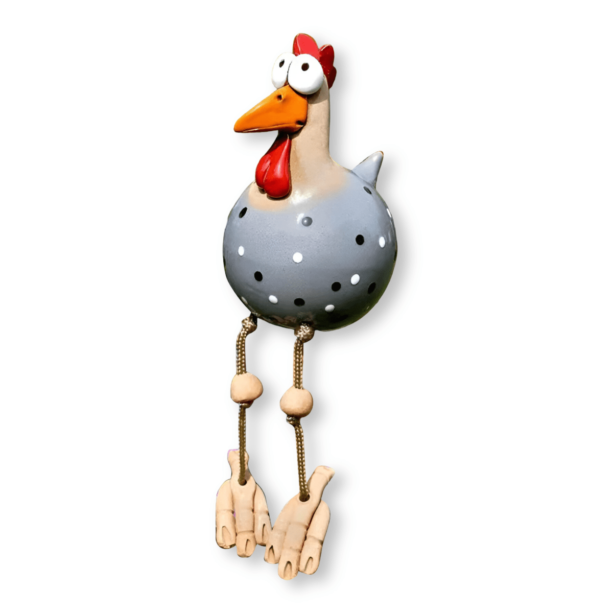 Whimsy Big-Eyed Chicken Statue - Weatherproof Resin Rooster Garden Decor 0