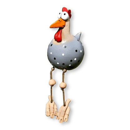 Whimsy Big-Eyed Chicken Statue - Weatherproof Resin Rooster Garden Decor 0