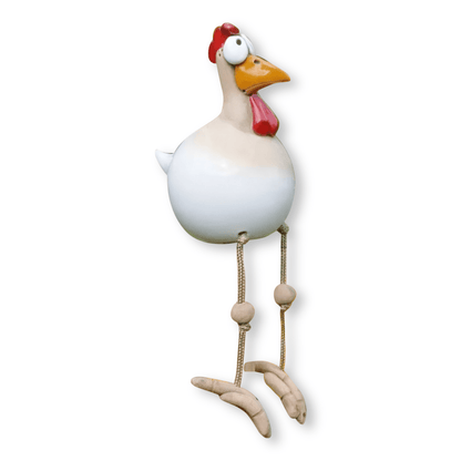 Whimsy Big-Eyed Chicken Statue - Weatherproof Resin Rooster Garden Decor 11
