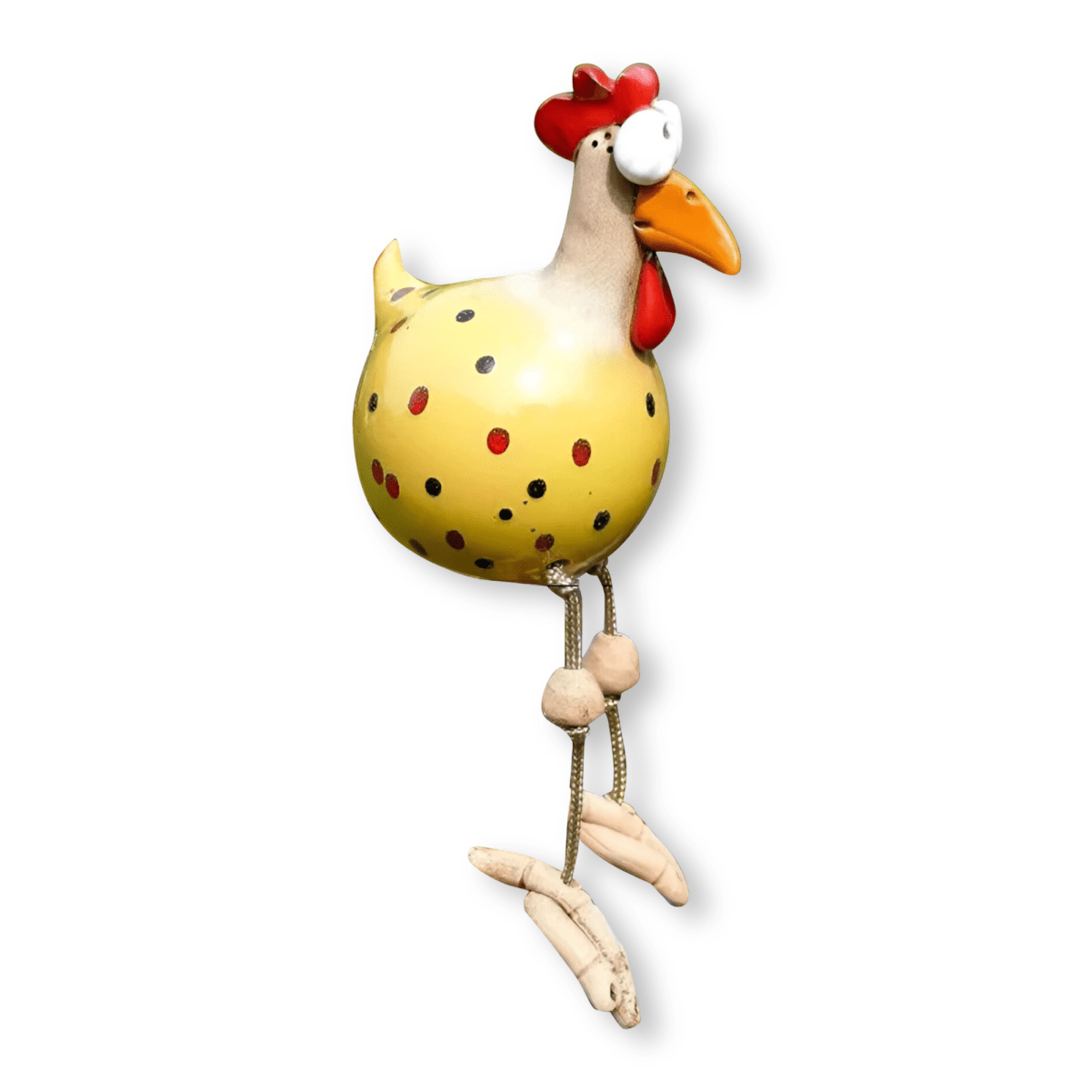 Whimsy Big-Eyed Chicken Statue - Weatherproof Resin Rooster Garden Decor 13