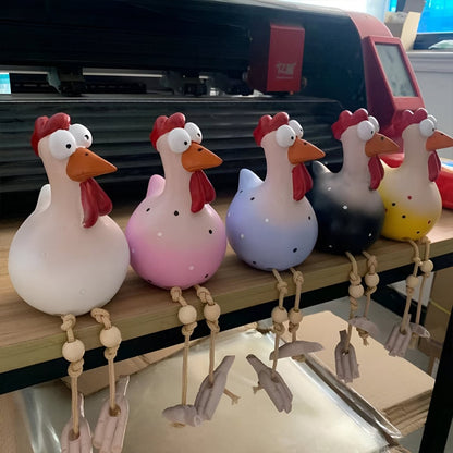 Whimsy Big-Eyed Chicken Statue - Weatherproof Resin Rooster Garden Decor 2