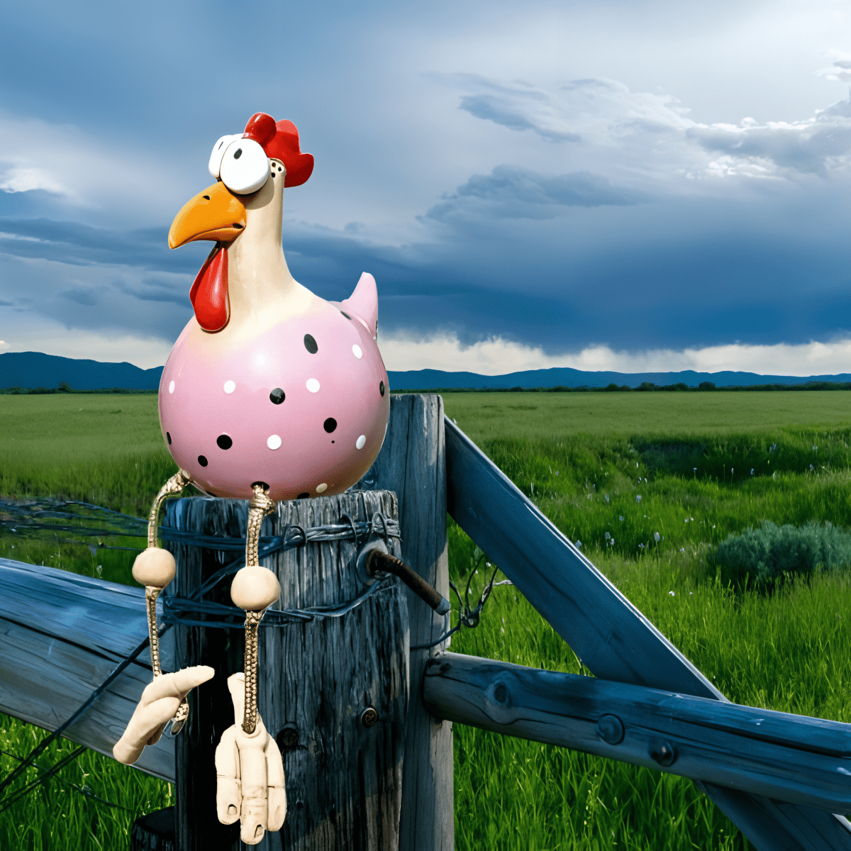 Whimsy Big-Eyed Chicken Statue - Weatherproof Resin Rooster Garden Decor 8