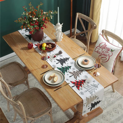 WinterLane - Festive Christmas Tree & Snowflake Table Runner - Easy-Care Fabric 0