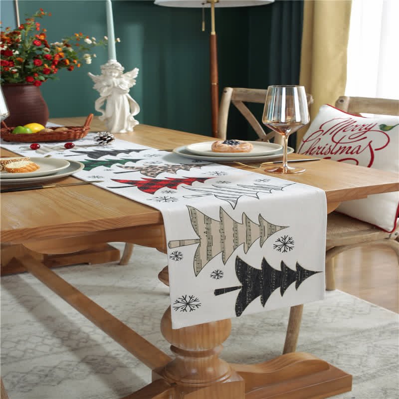 WinterLane - Festive Christmas Tree & Snowflake Table Runner - Easy-Care Fabric 2
