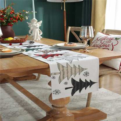 WinterLane - Festive Christmas Tree & Snowflake Table Runner - Easy-Care Fabric 2