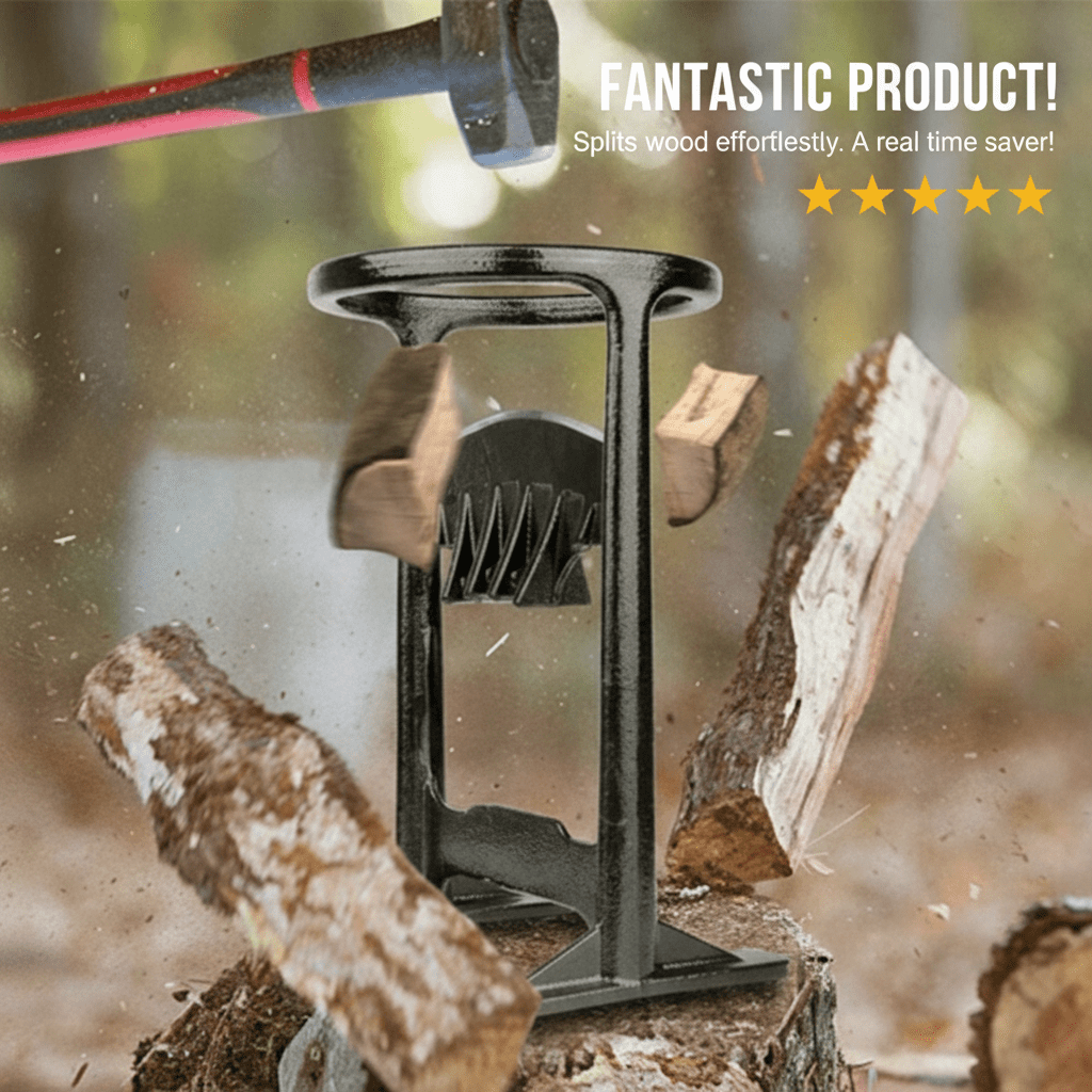 WoodSplitter - Safe Cast Iron Firewood Splitting Tool for Easy Winter Preparation 2