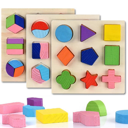 Wooden Geometric Shapes Montessori Puzzle Sorting Math Bricks Preschool Learning Educational Game Baby Toddler Toys for Children 0