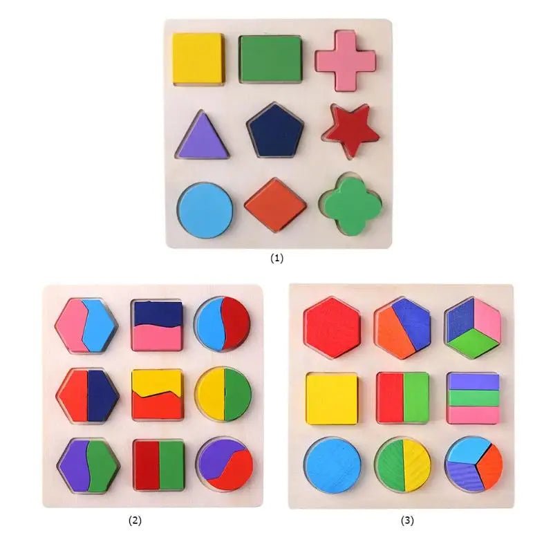 Wooden Geometric Shapes Montessori Puzzle Sorting Math Bricks Preschool Learning Educational Game Baby Toddler Toys for Children 1