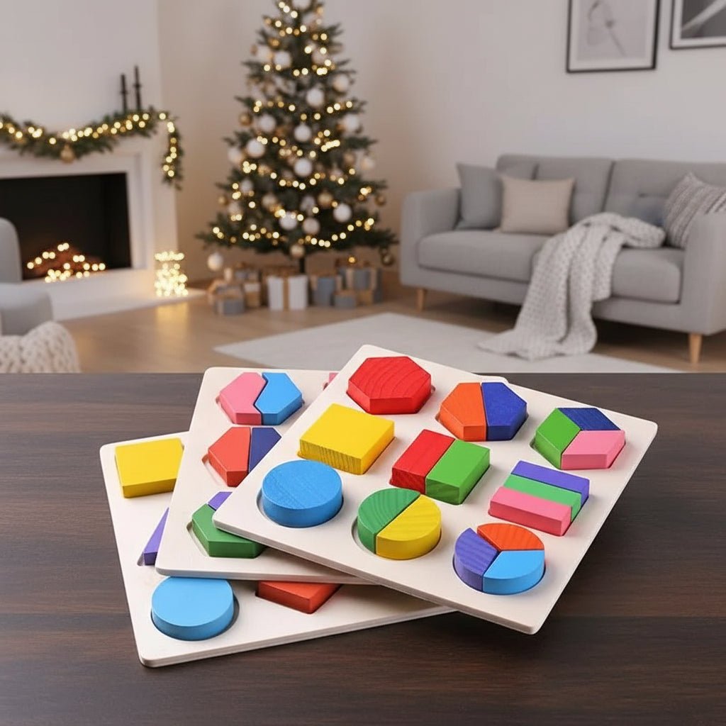 Wooden Geometric Shapes Montessori Puzzle Sorting Math Bricks Preschool Learning Educational Game Baby Toddler Toys for Children 3