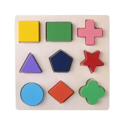Wooden Geometric Shapes Montessori Puzzle Sorting Math Bricks Preschool Learning Educational Game Baby Toddler Toys for Children 6