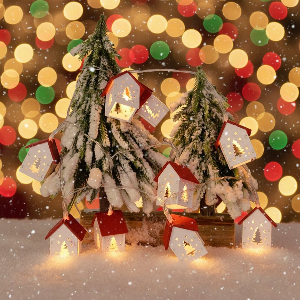 Wooden LED House Light Strip – Cozy Christmas Decoration with Warm White Xmas Lights 2