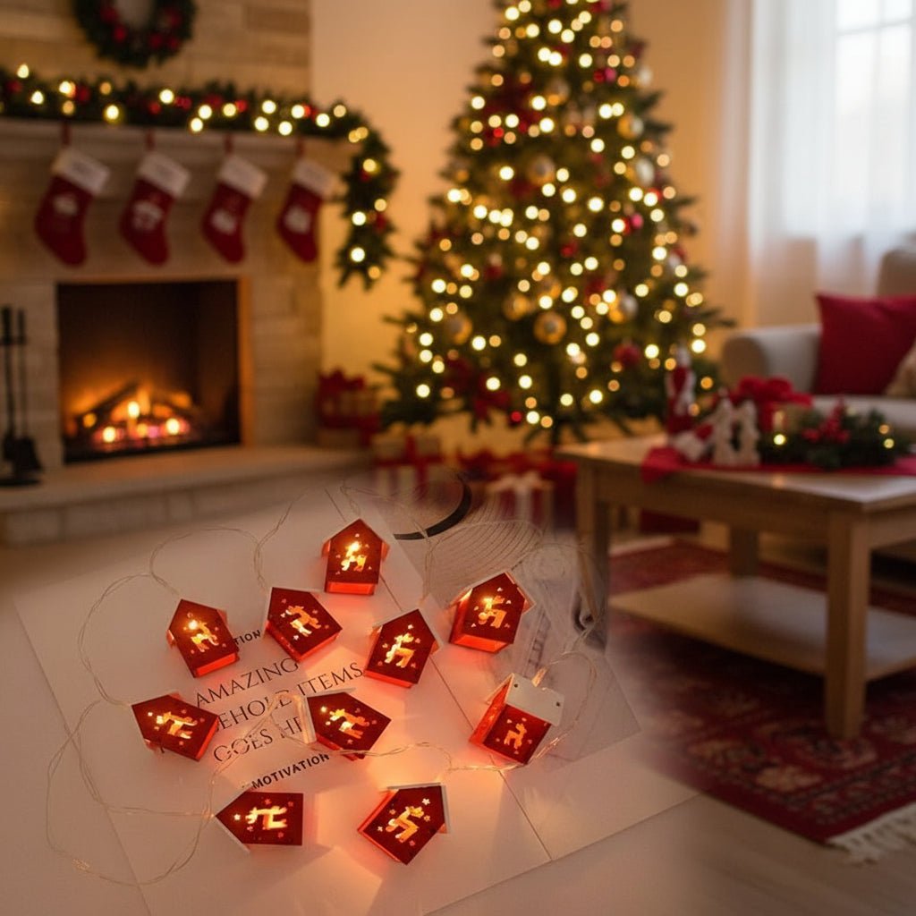 Wooden LED House Light Strip – Cozy Christmas Decoration with Warm White Xmas Lights 3