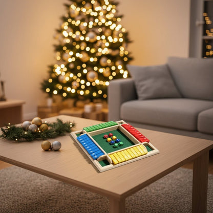 Wooden Shut The Box Dice Game - Engaging 4-Player Number Board Game 0