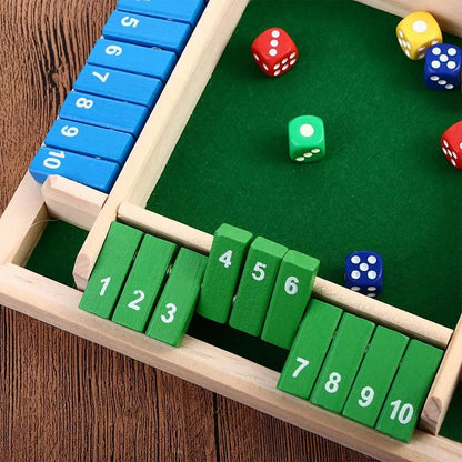 Wooden Shut The Box Dice Game - Engaging 4-Player Number Board Game 1
