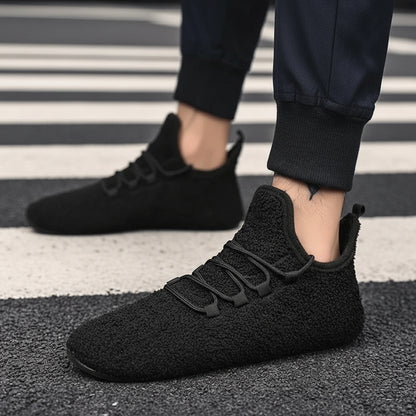 YRZL Lightweight Cotton Loafers for Men - Plush Winter Slippers with Lace-Up Design 0