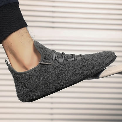 YRZL Lightweight Cotton Loafers for Men - Plush Winter Slippers with Lace-Up Design 4