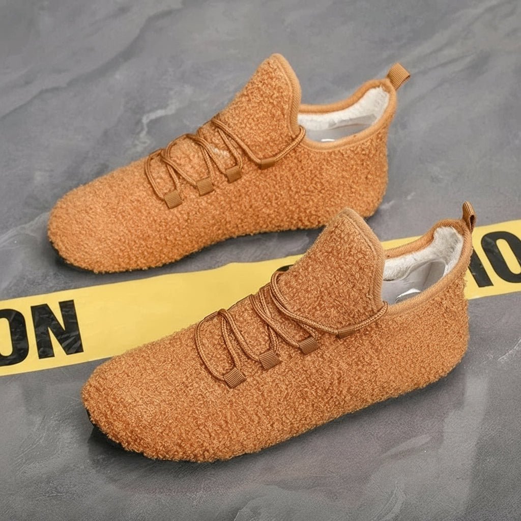 YRZL Lightweight Cotton Loafers for Men - Plush Winter Slippers with Lace-Up Design 5