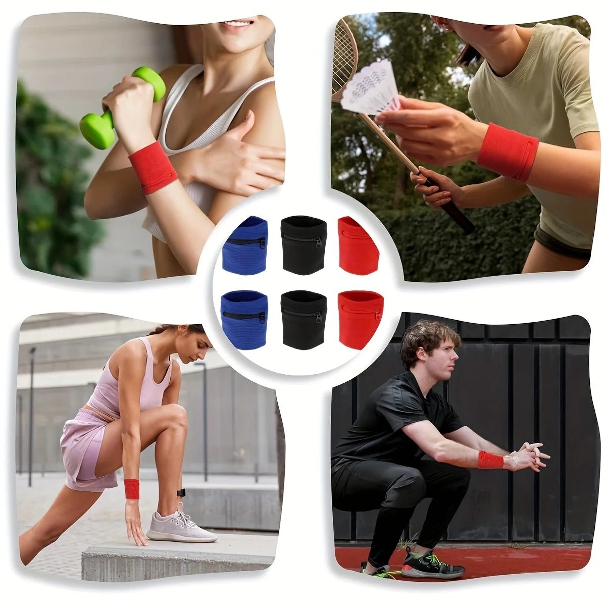 Zipper Wristbands with Hidden Storage - 2 Pack for Fitness Activities 2