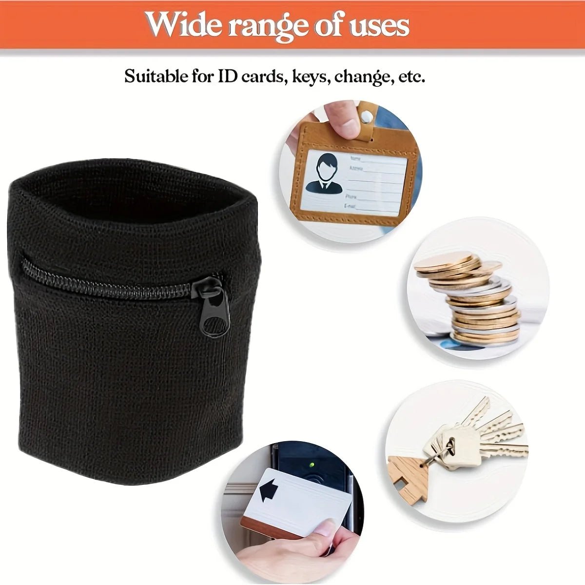 Zipper Wristbands with Hidden Storage - 2 Pack for Fitness Activities 5