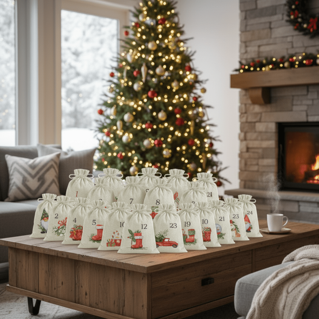 MERRYSAC – 24pcs Drawstring Christmas Gift Bags for Festive Cheer