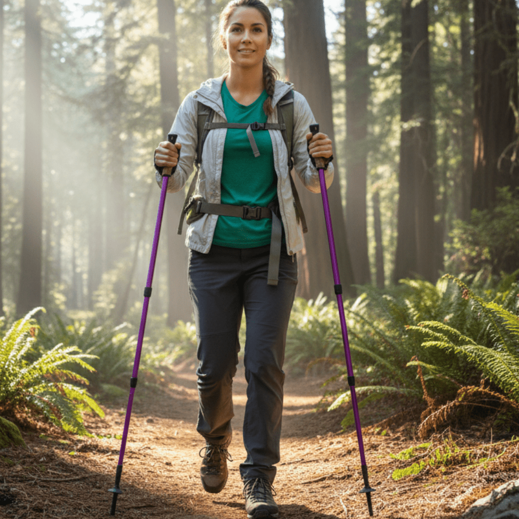 TREKCORE –  lightweight telescopic trekking sticks with cork handle