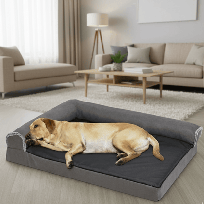 PAWMORY – L-Shape Memory Foam Dog Sofa - Waterproof Cover & Anti-Slip Base