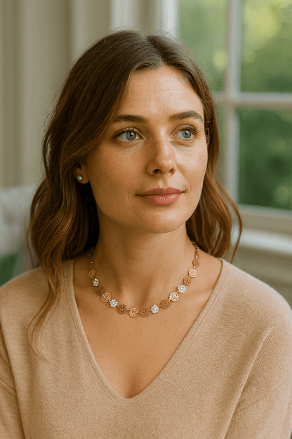 ADRIA – Green Stone Mariners Link Choker & Earring Set