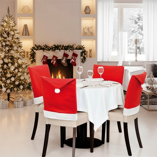 JOLLYCHAIR – Christmas Santa Hat Chair Covers (2-Pack) for Festive Dining Decor