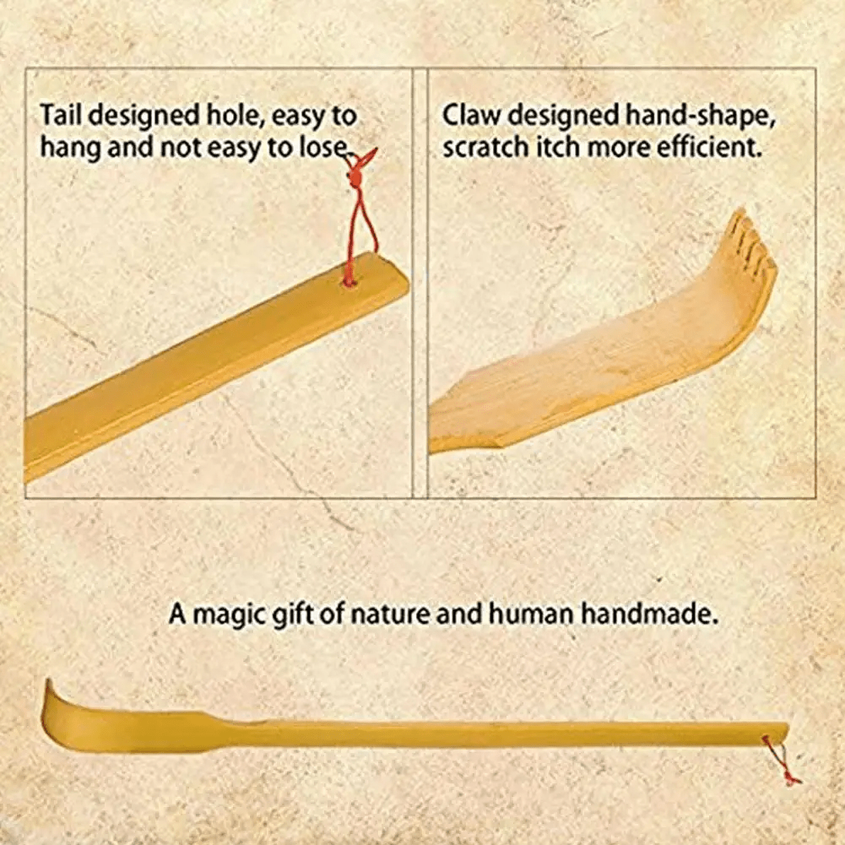 SCRATCHBAM – Handmade Bamboo Back Scratcher 16.5 Inch Eco-Friendly Itch Relief Tool
