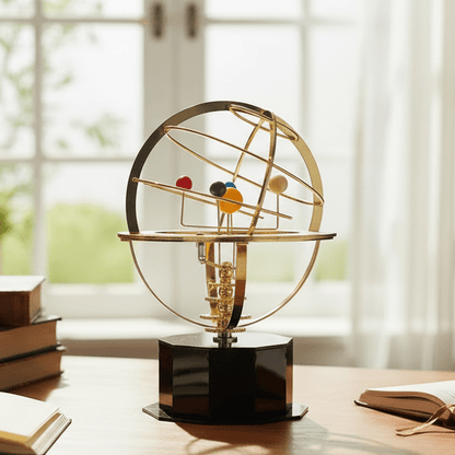 ASTROGLOBE – Brass Solar System Model with All 9 Hand-Sculpted Planets