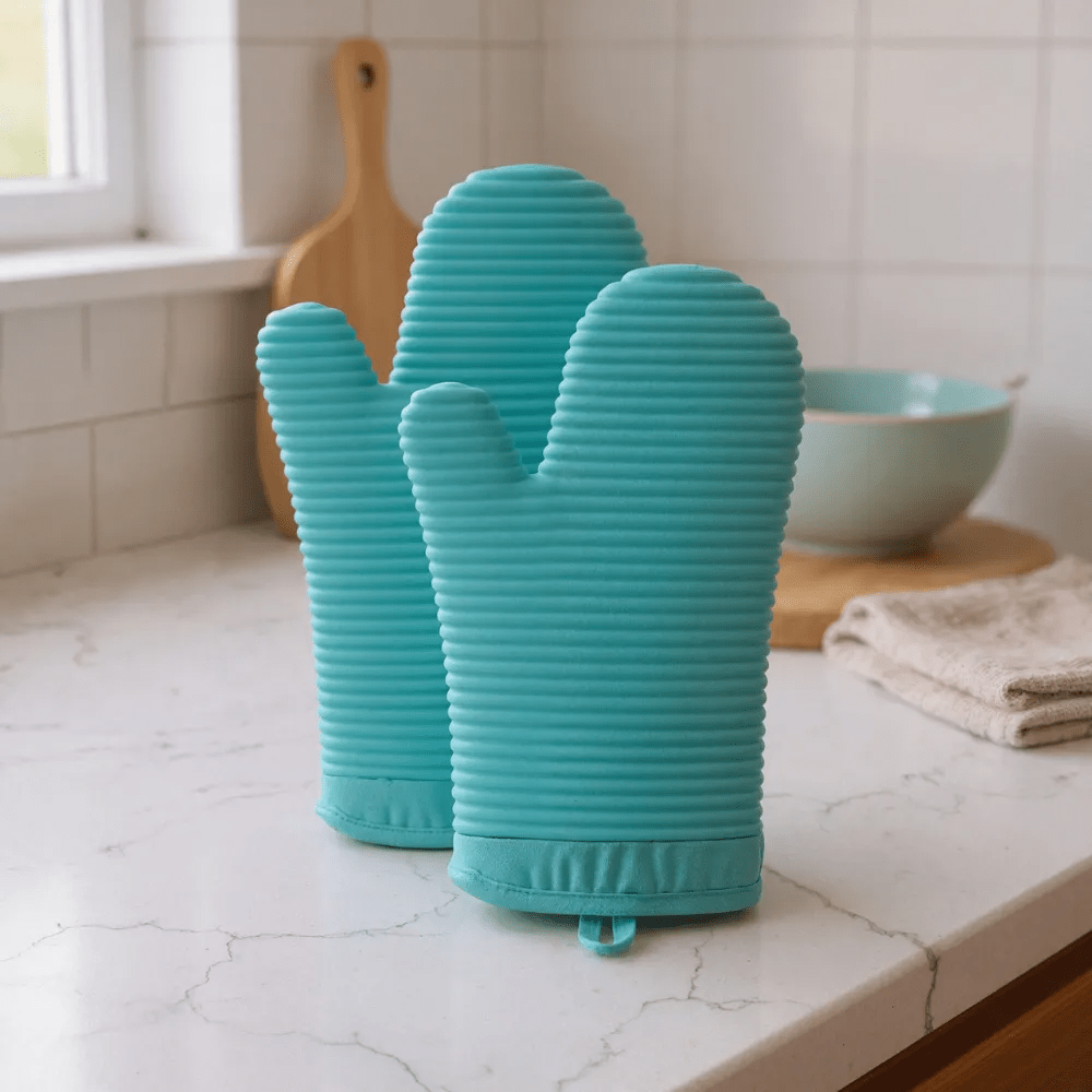 HEATGRIP – Ribbed Soft Silicone Oven Mitten for Safe Cooking