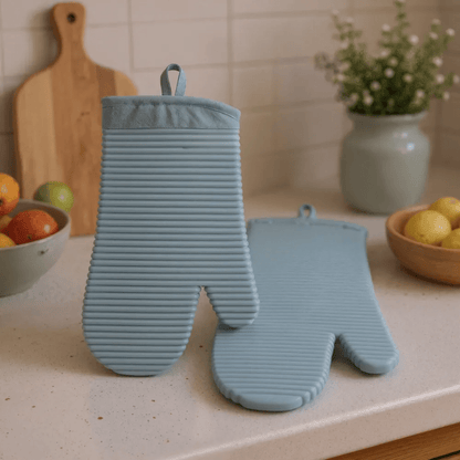 HEATGRIP – Ribbed Soft Silicone Oven Mitten for Safe Cooking