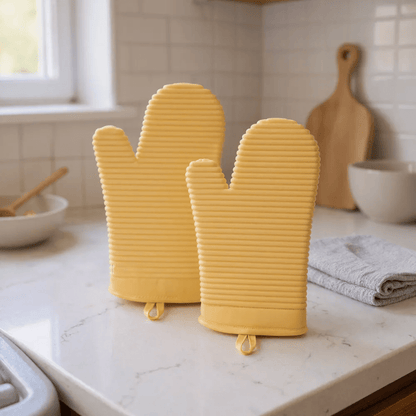 HEATGRIP – Ribbed Soft Silicone Oven Mitten for Safe Cooking