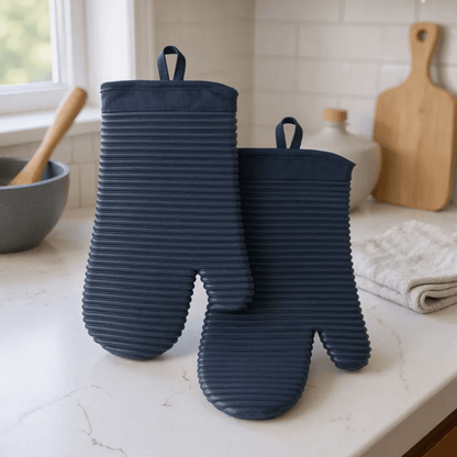 HEATGRIP – Ribbed Soft Silicone Oven Mitten for Safe Cooking